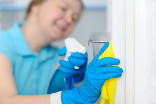 Staff carrying out a detailed risk assessment before carpet cleaning